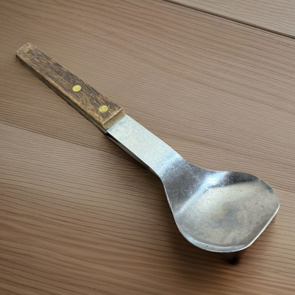 Vintage Vernco Stainless Steel Japan Ice Cream Scoop Wooden Handle